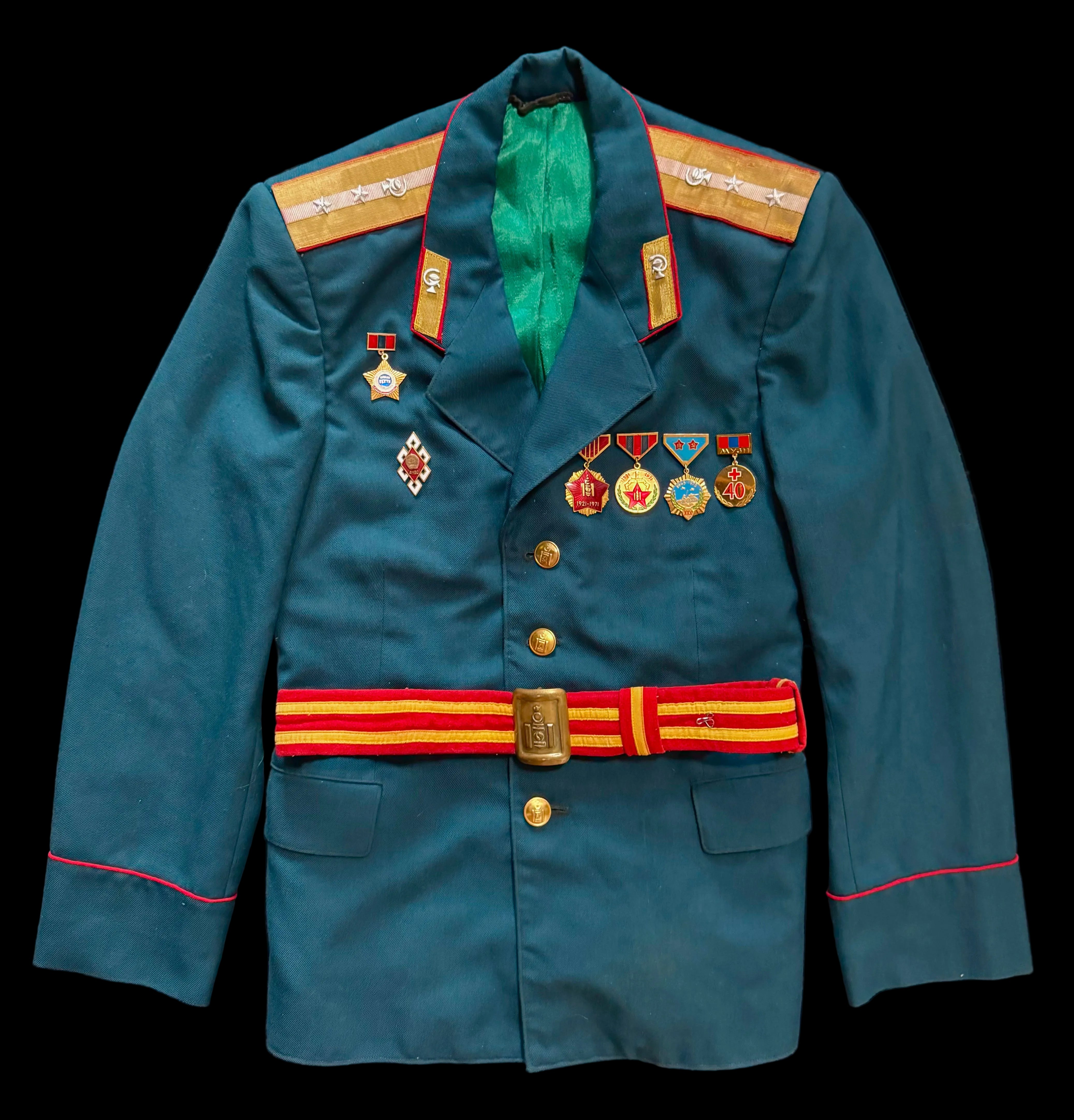 1970s Mongolian State Security Medical Officer Parade Tunic with Belt – Lieutenant Rank, Awarded, Rare Original