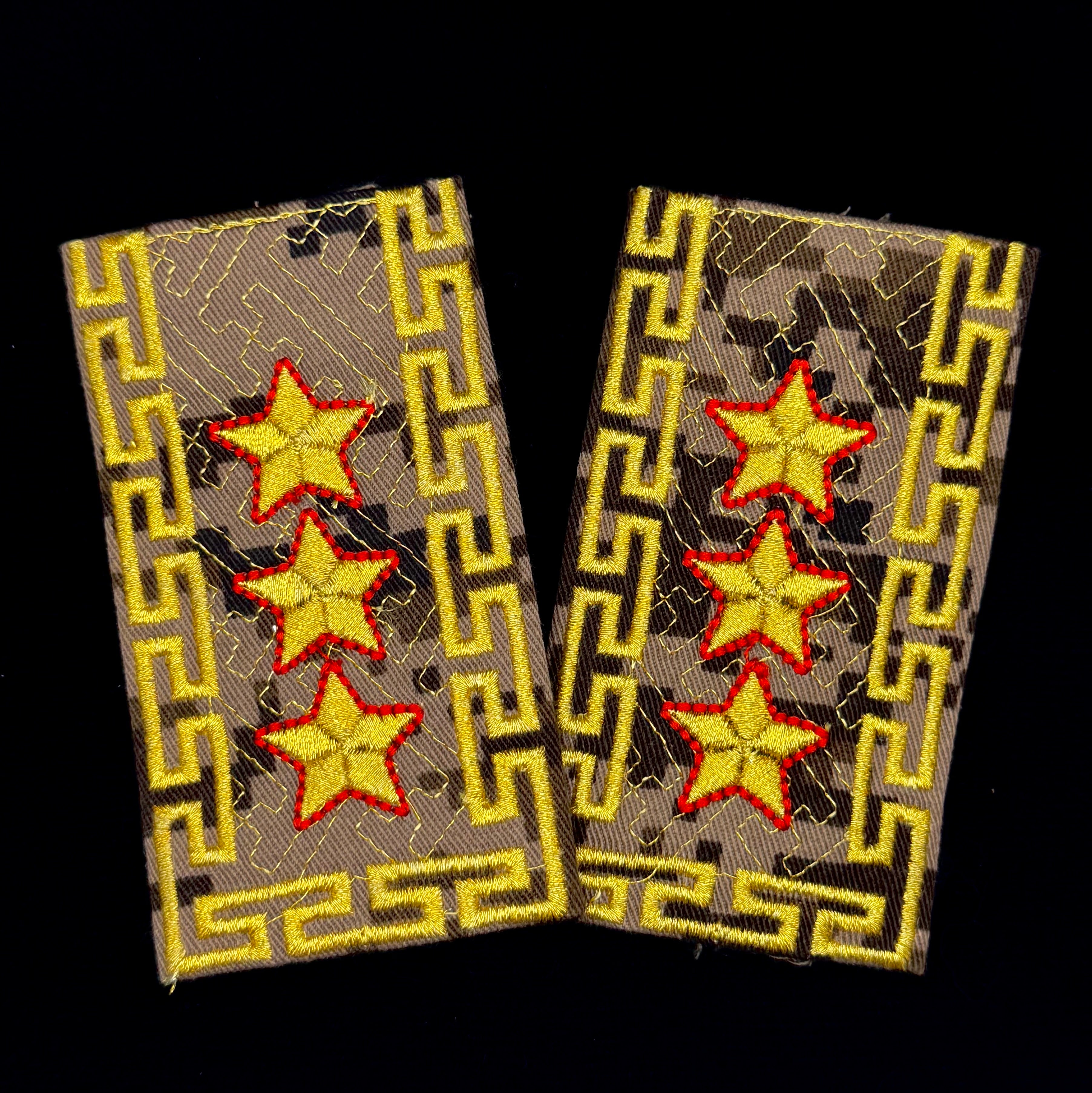 Mongolian Armed Forces Lieutenant General Rank Camouflage Shoulder Boards – Rare Original Pair