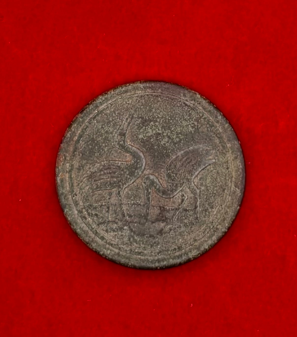 19th Century Qing Dynasty Treble Silvered Crane Antique Button