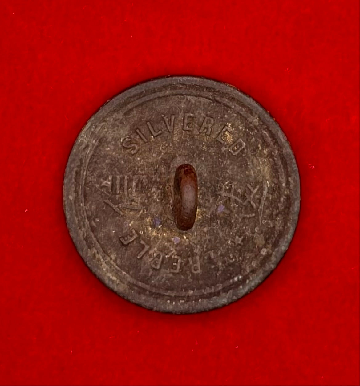 19th Century Qing Dynasty Treble Silvered Crane Antique Button