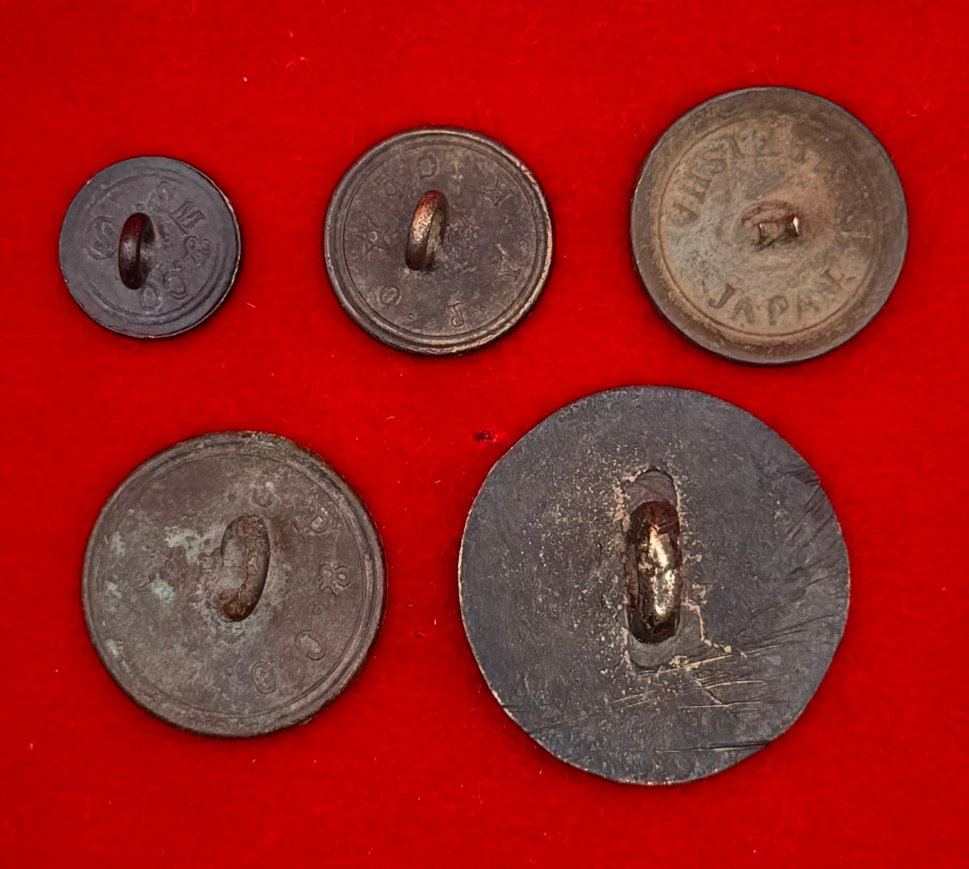 Imperial Japan Endless Knot Antique Button Collection of 5