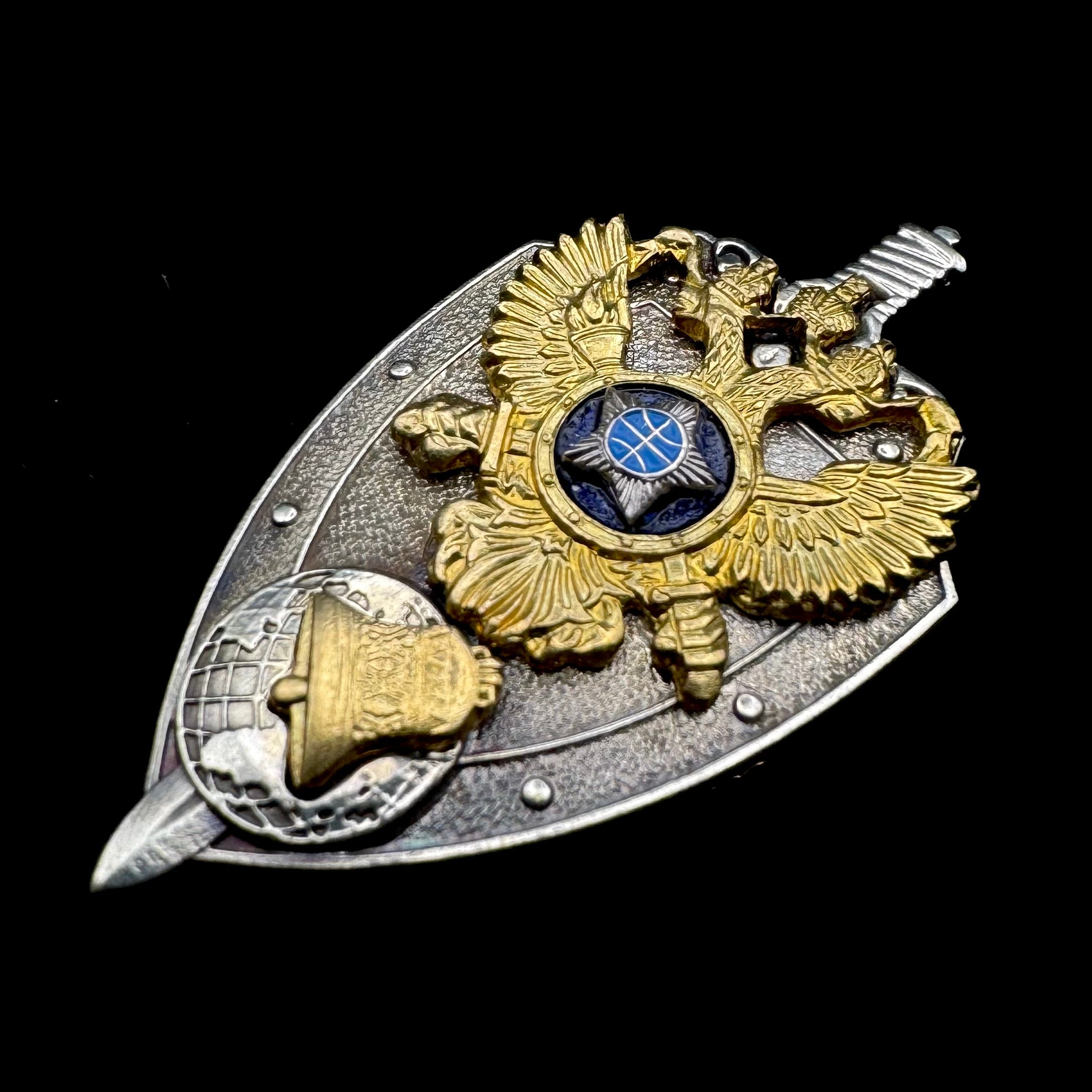 Russian SVR Foreign Intelligence Mobilization Department Honorary Badge – Extremely Low Serial Number, Rare Official Issue