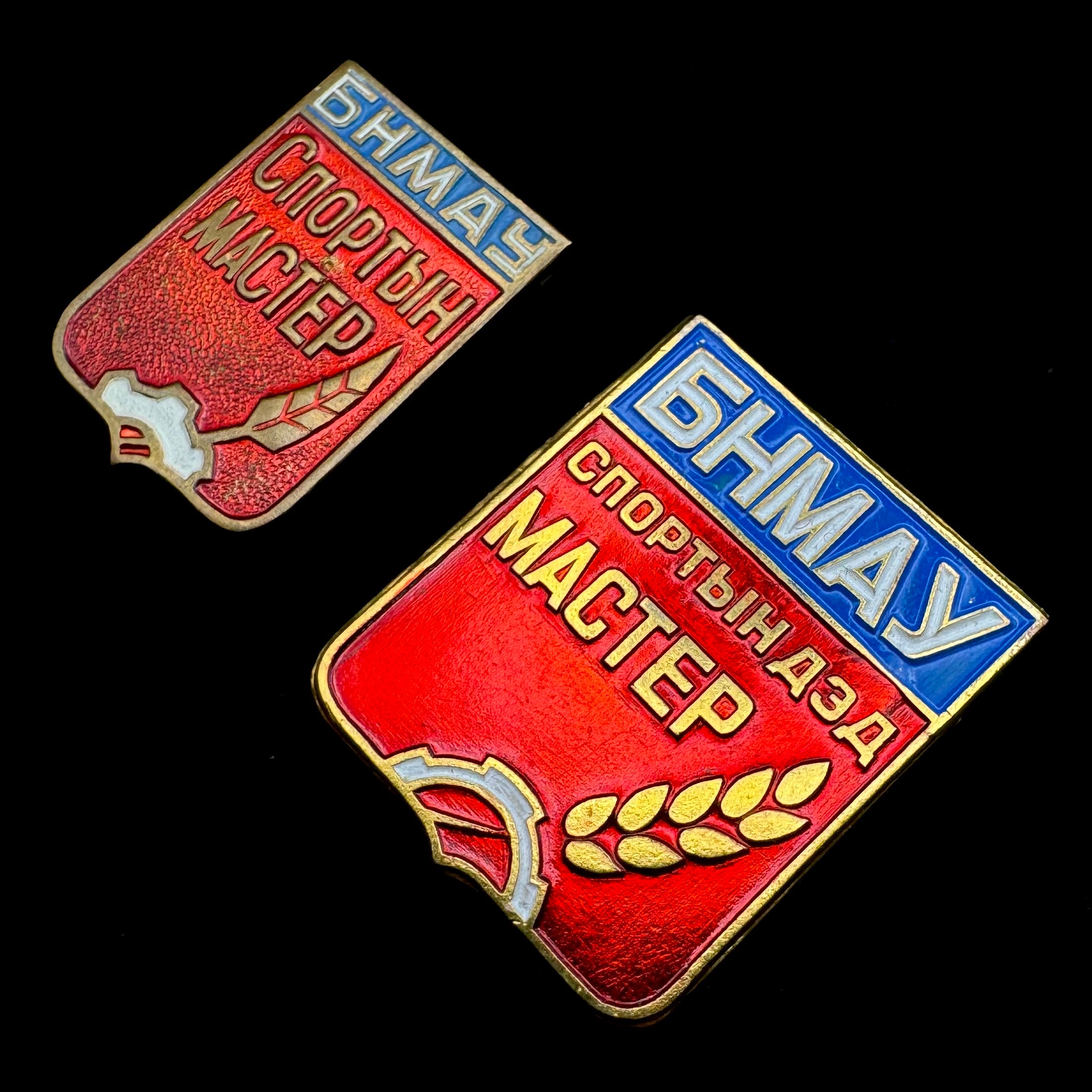 Mongolian Master Of Sports Badges – Set of 2 Variants, Socialist Era Athletes Award, Rare Official Issue