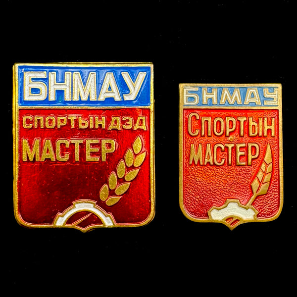 Mongolian Master Of Sports Badges – Set of 2 Variants, Socialist Era Athletes Award, Rare Official Issue