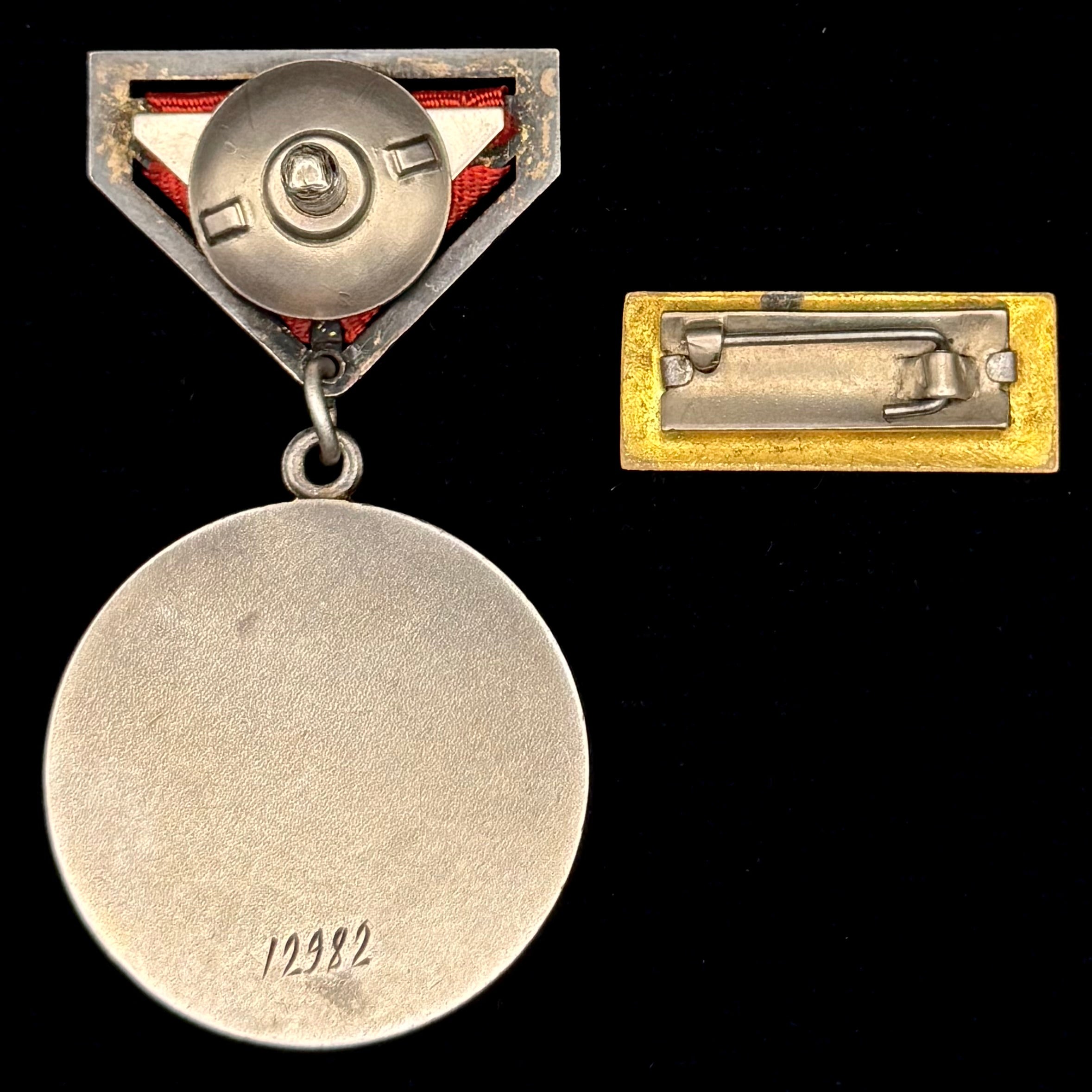 Mongolian Honorary Medal of Labor with Enamel Ribbon – Type 2, Silver, Moscow Mint, Rare Official Issue