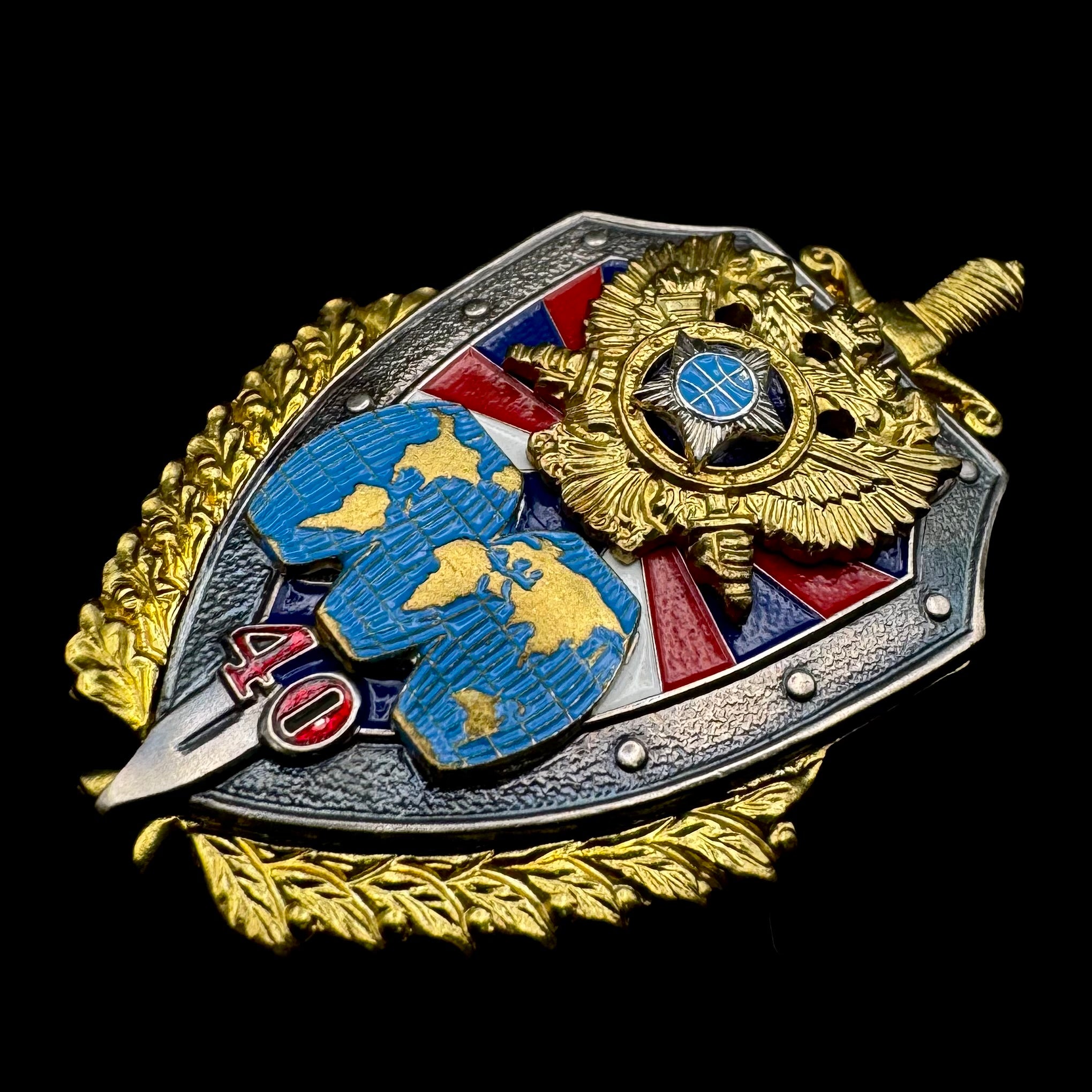 Russian SVR Foreign Intelligence Directorate “M” 40th Anniversary Badge – Rare Official Issue