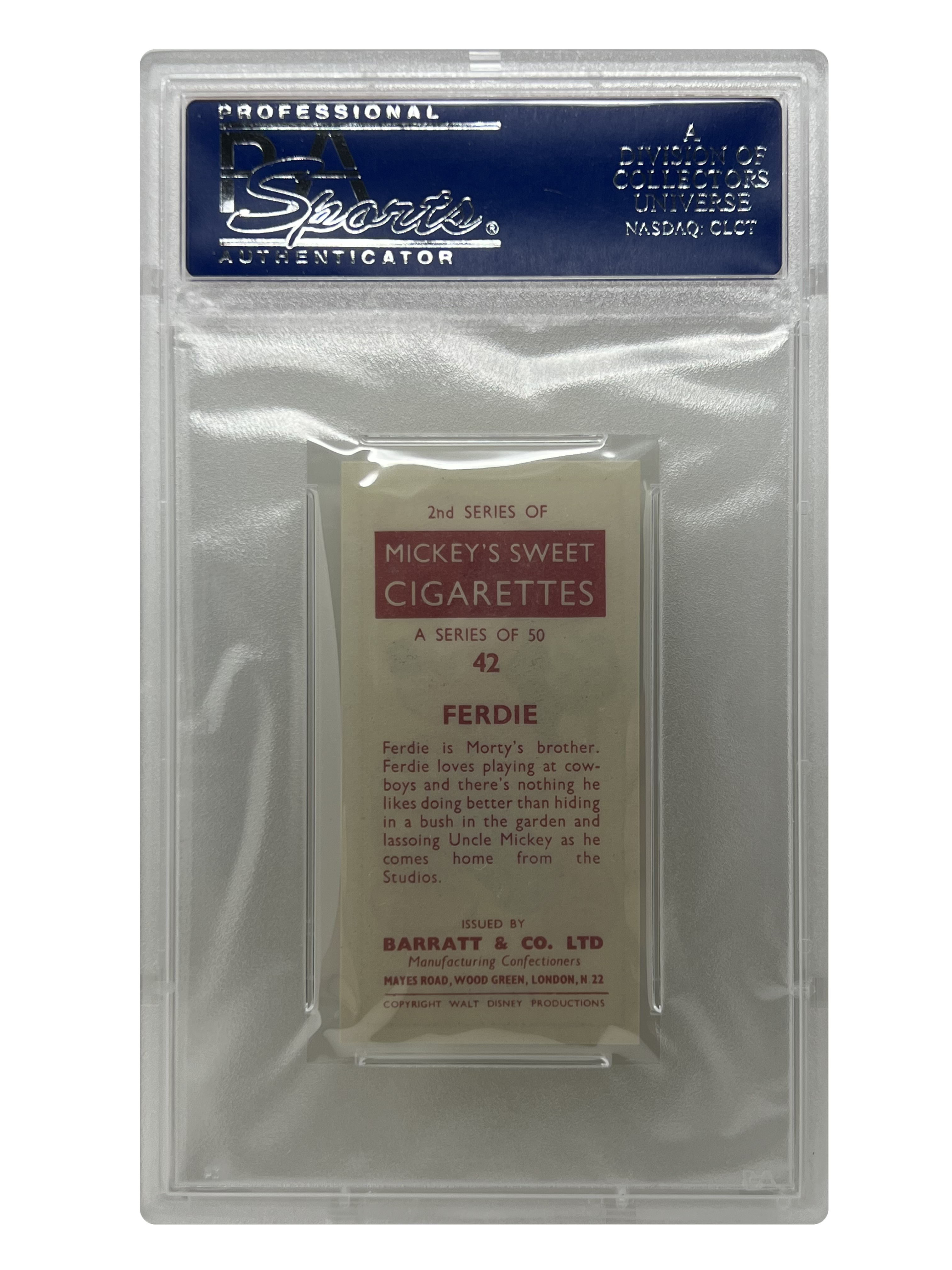 1957 Barratt Walt Disney Characters Ferdie Card PSA 9 MINT