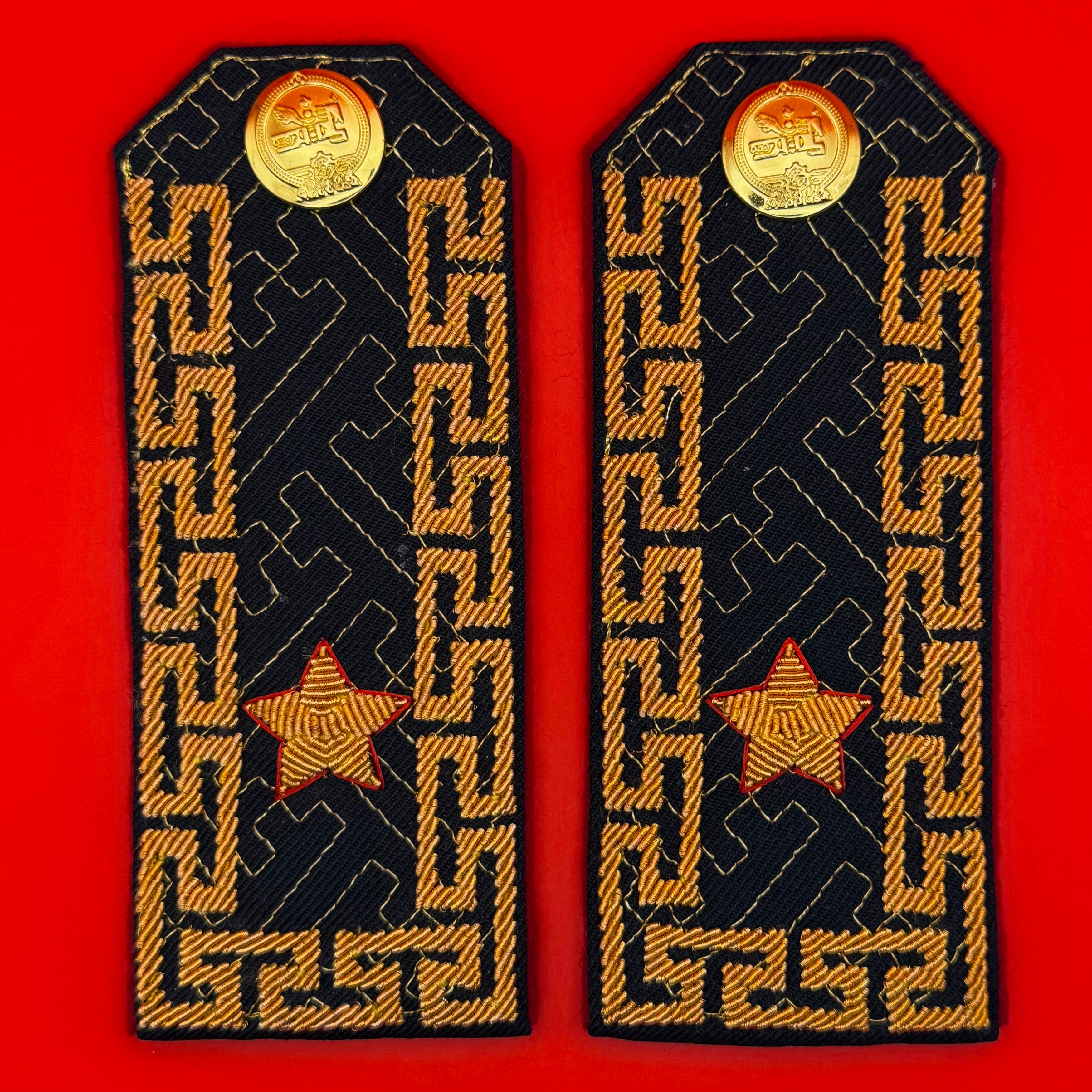 Army Brigadier General Rank Shoulder Boards golden hammer and swastika pattern