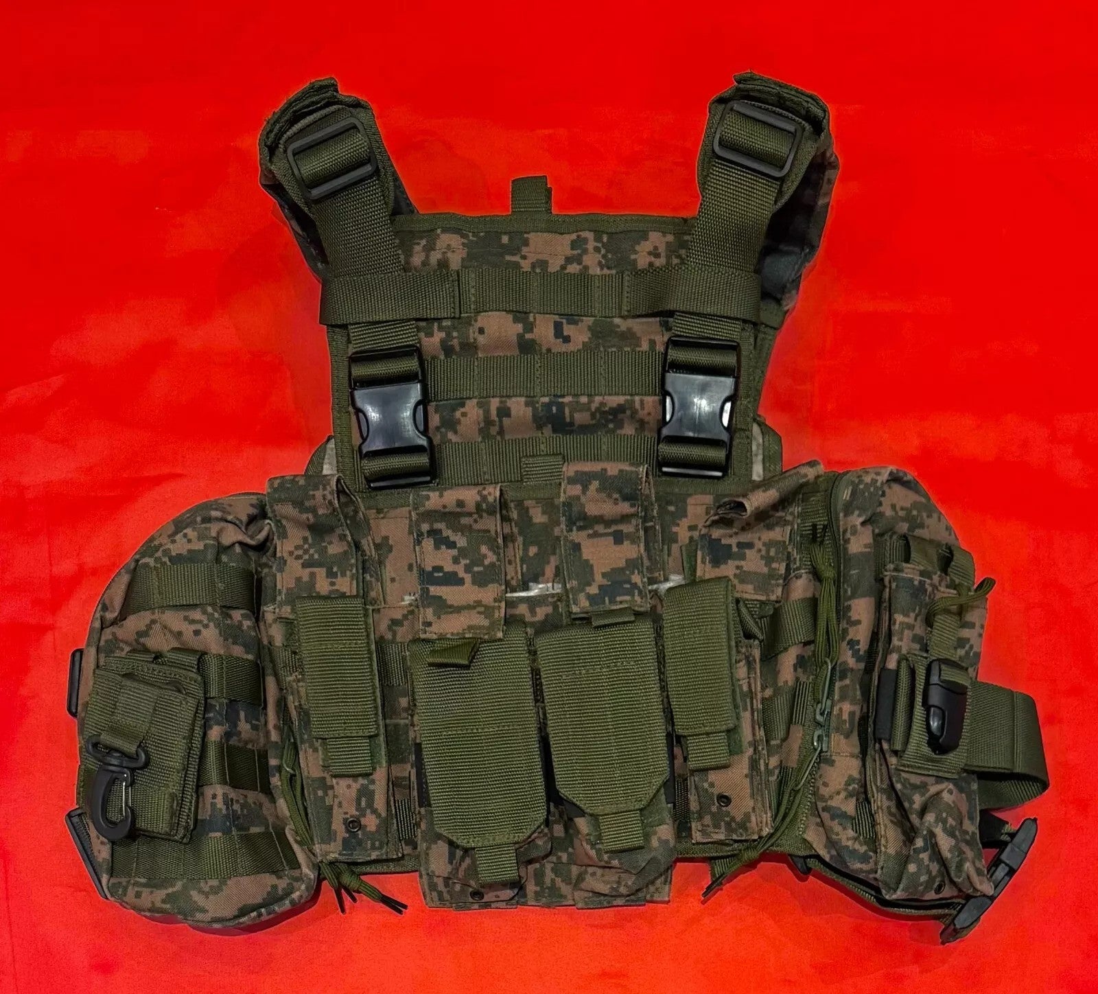 Mongolian Army camouflage chest vest plate carrier with MOLLE webbing and tactical design