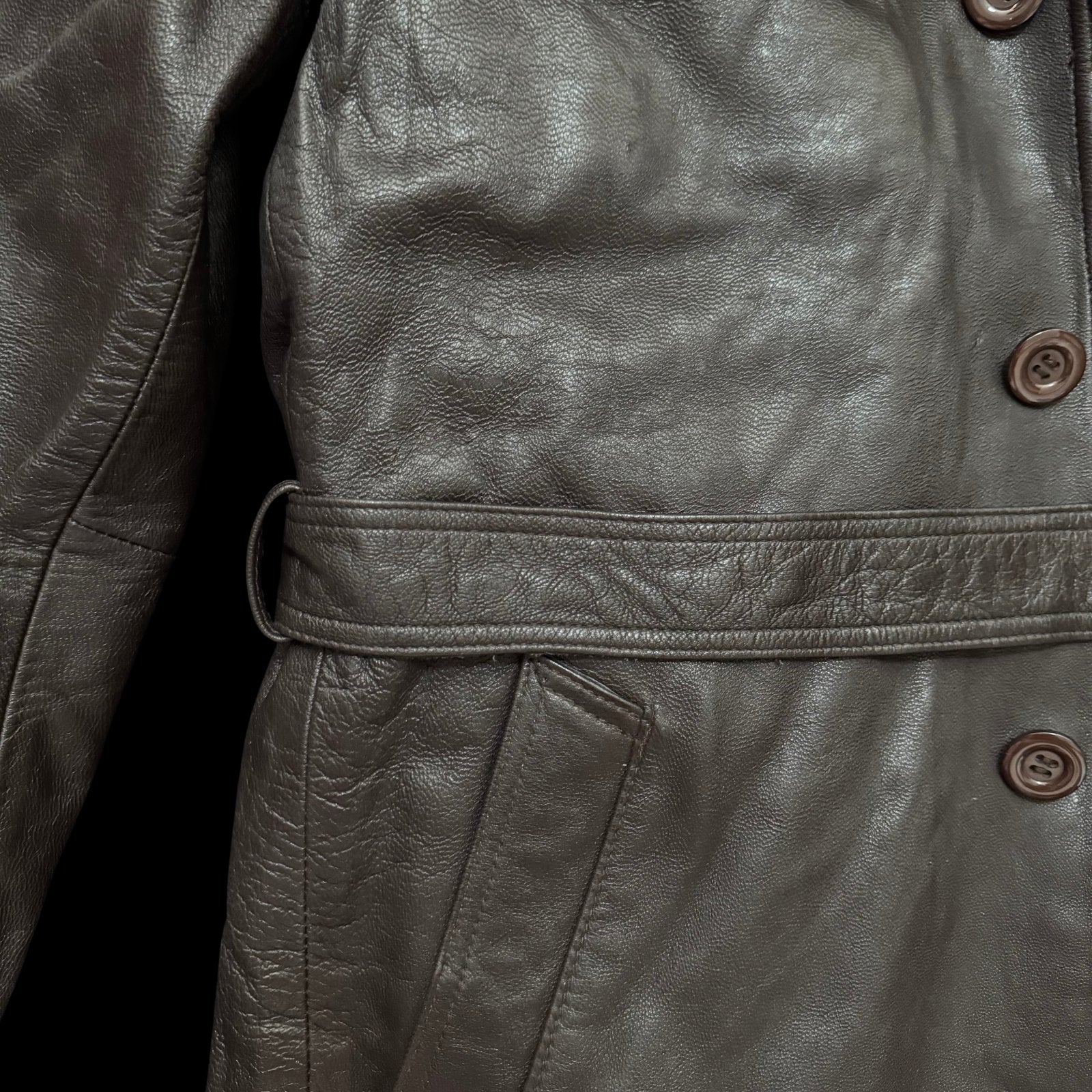 Mongolian Armed Forces Officer Leather Greatcoat – Genuine Goatskin, Sheepskin Collar & Quilted Liner, Size Medium EU-48, Unworn Original Issue