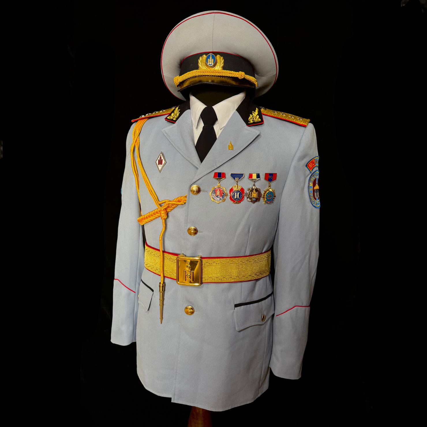 2010s Mongolian Army Captain's Parade Full Dress Uniform – Tunic, Trousers, Visor Cap & Awards, Complete Original Set