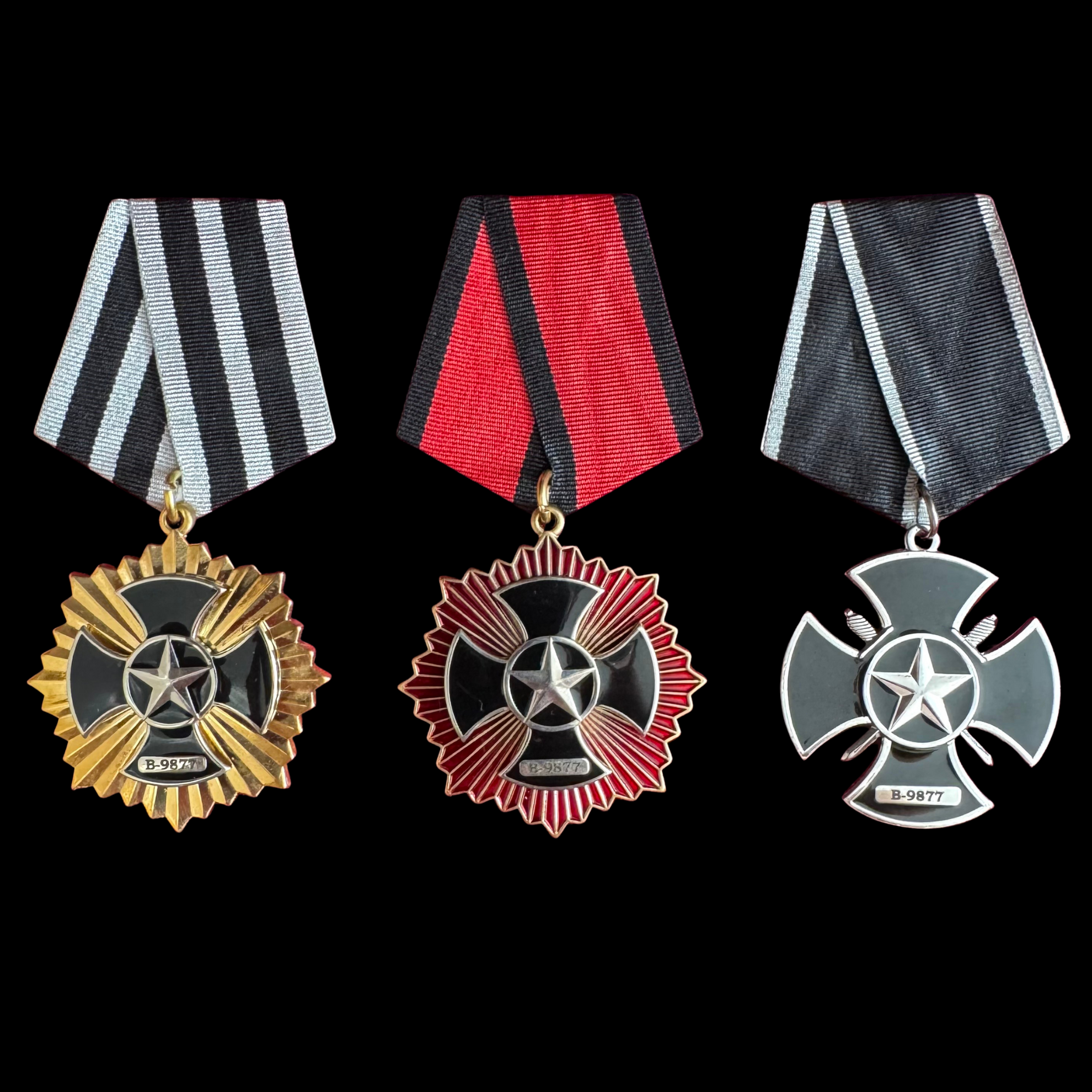 PMC Wagner Posthumous Award Box Set with Top Tier Three Cross – Fallen Fighter of the Battle of Bakhmut, Official Issue, Rare Original